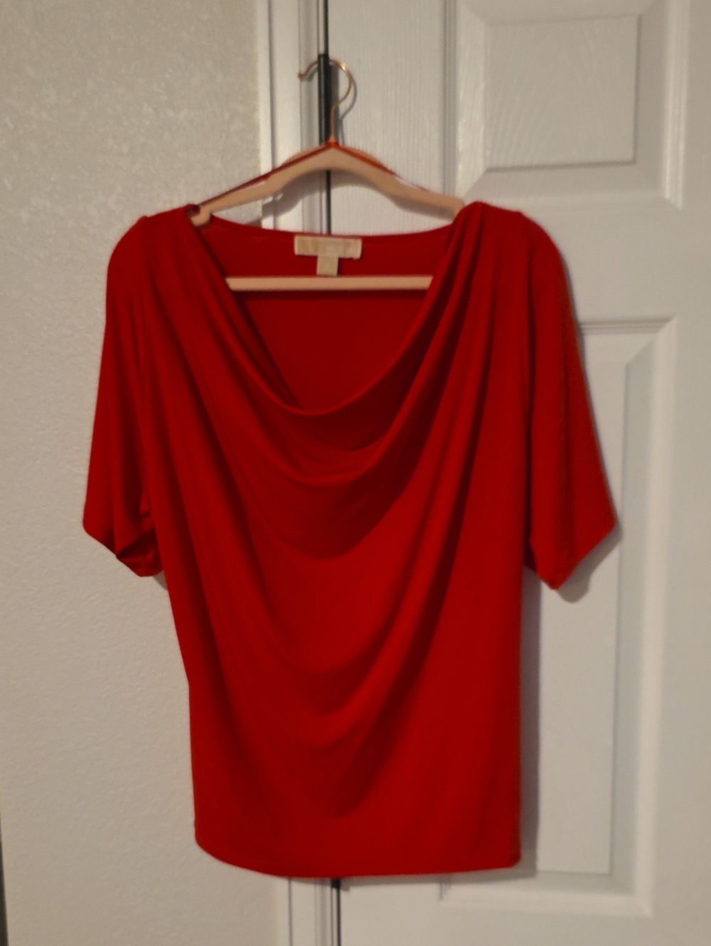 Michael Kors Red Draped Cowl-Neck Blouse